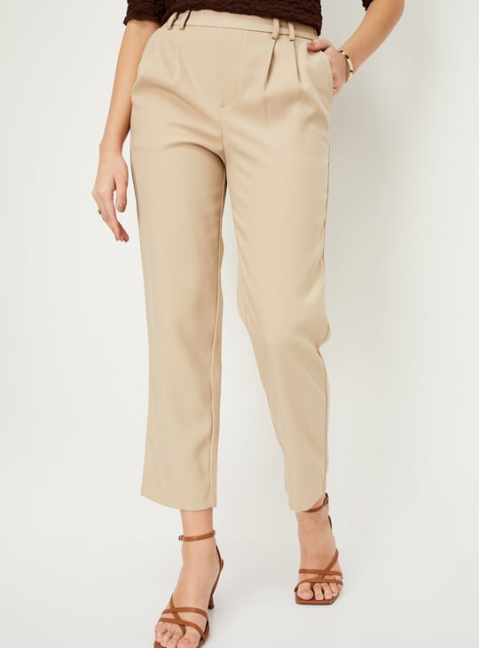 Women Pleated Regular Fit Formal Trousers