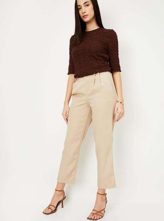 Women Pleated Regular Fit Formal Trousers