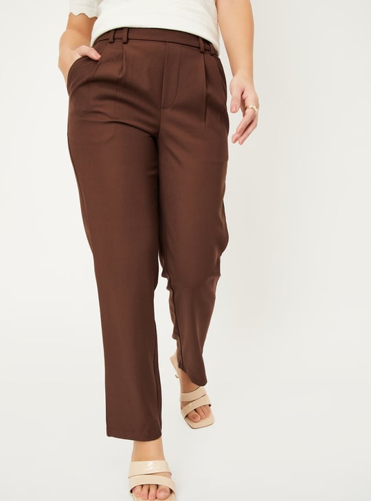 Women Pleated Regular Fit Formal Trousers