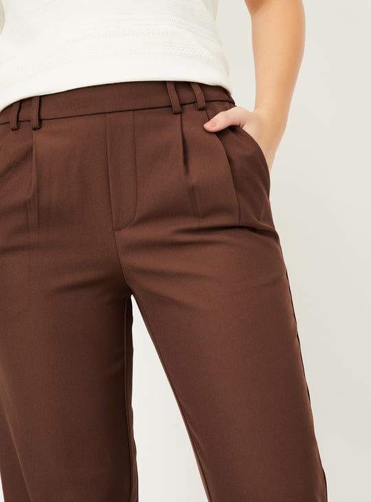 Women Pleated Regular Fit Formal Trousers