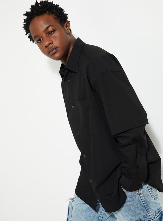 URB_N Men Oversized Solid Shirt | Solid