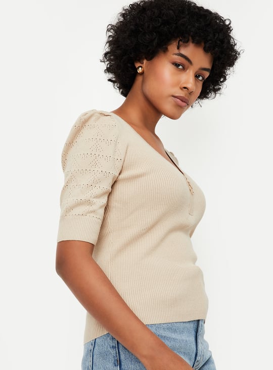 Women Rib Knit Top