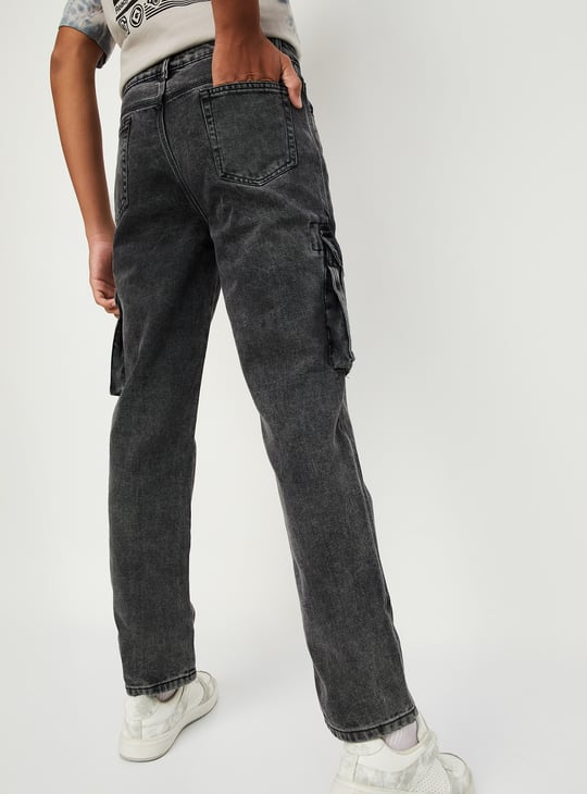 Boys Washed Cargo Jeans