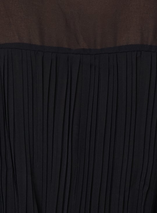 Women Pleated Shirt Dress with Belt