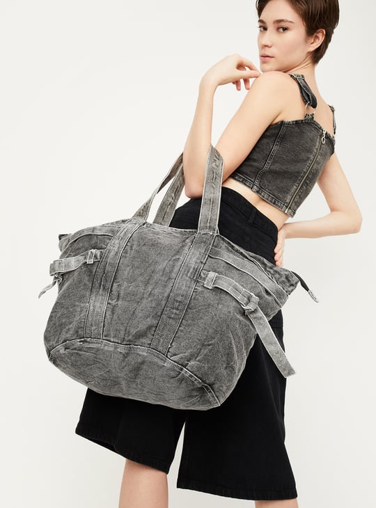 Women Washed Denim Tote Bag