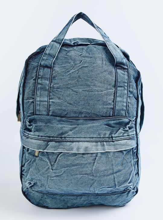 Women Washed Denim Backpack