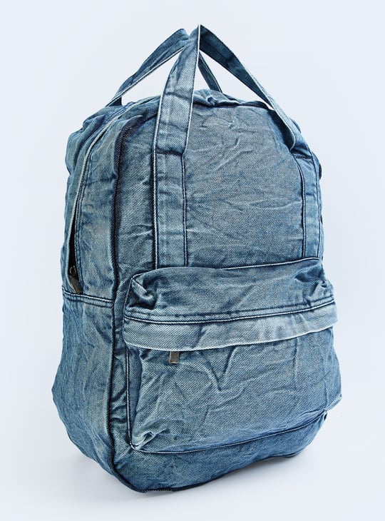 Women Washed Denim Backpack