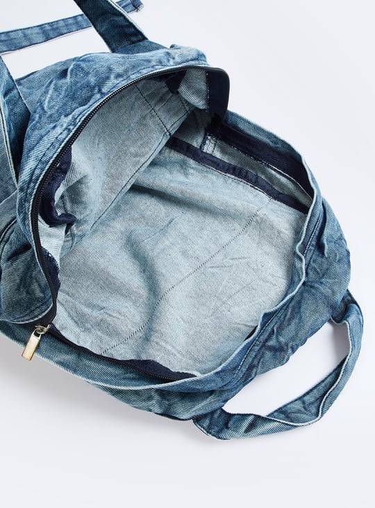 Women Washed Denim Backpack