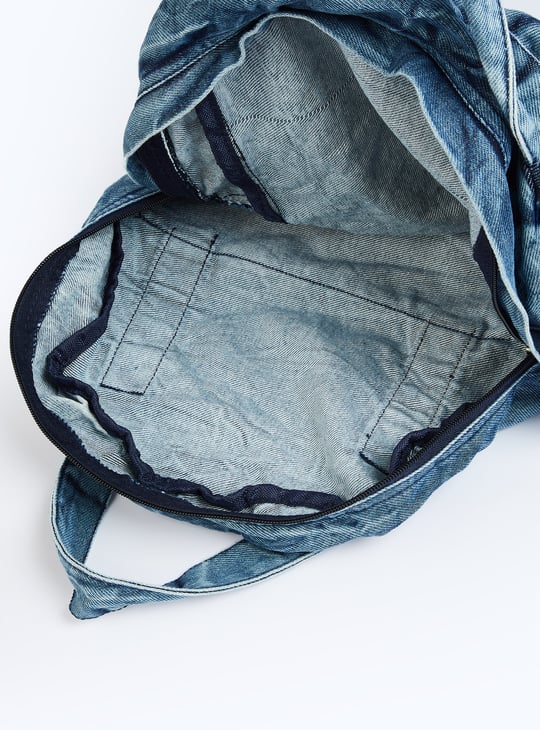 Women Washed Denim Backpack