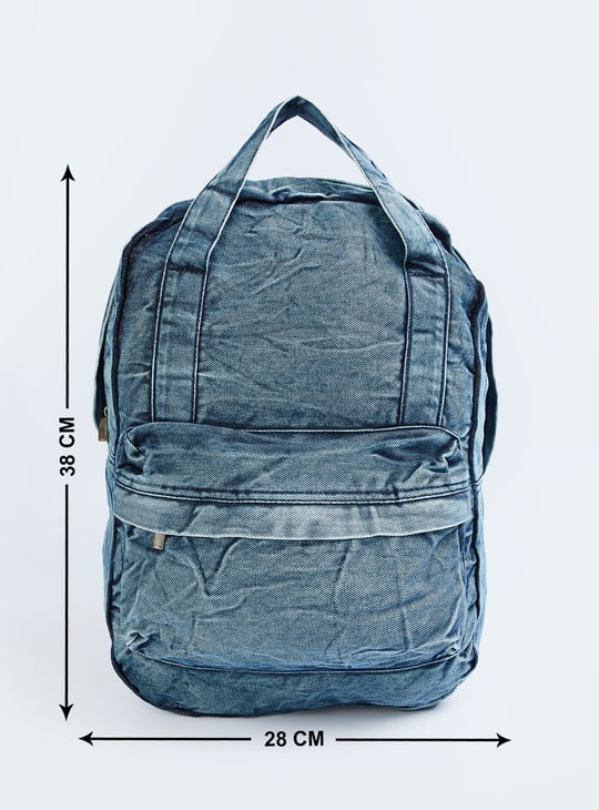 Women Washed Denim Backpack