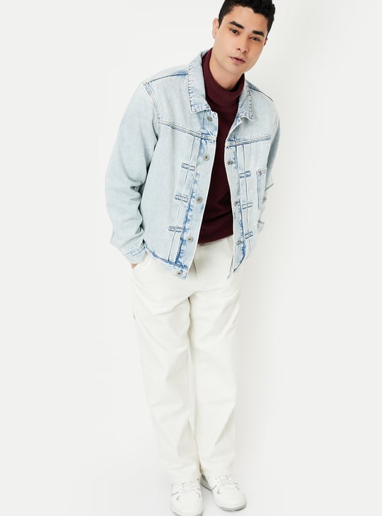 Men Solid Denim Jacket