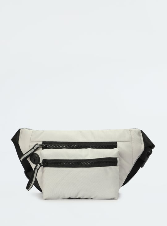 Men Solid Waist Bag Grey Solid