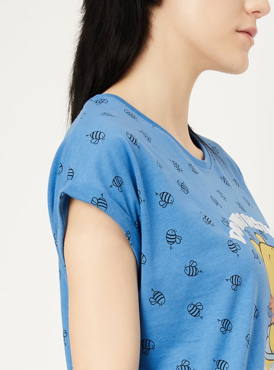Women Winnie The Pooh Print Chemise