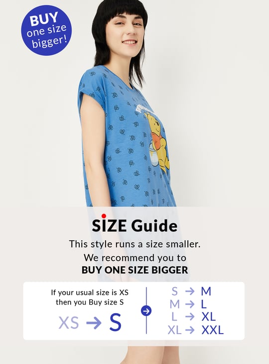Women Winnie The Pooh Print Chemise