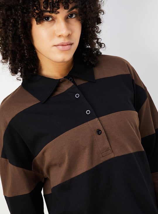 Women Striped Polo T-shirt