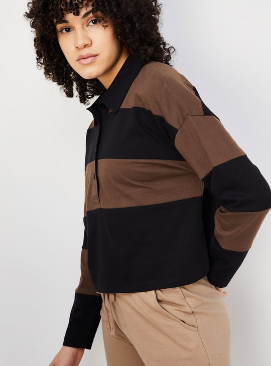 Women Striped Polo T-shirt