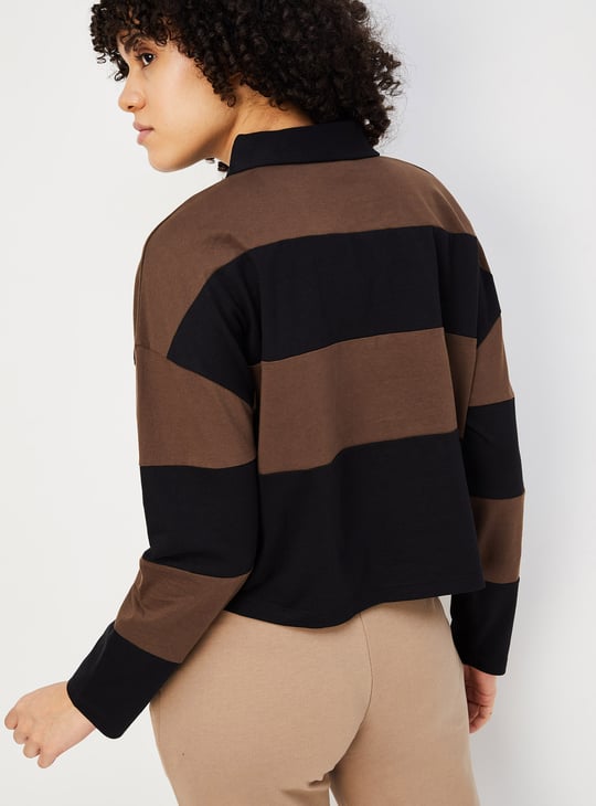 Women Striped Polo T-shirt