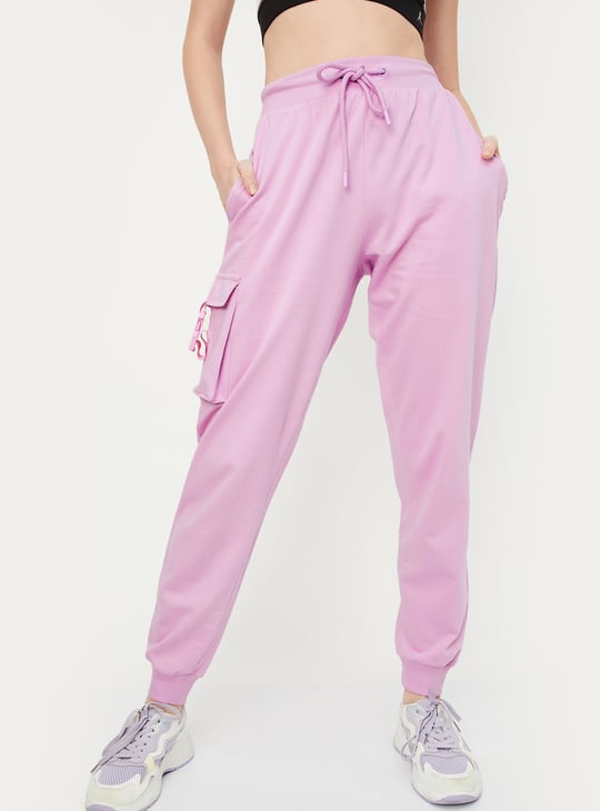 Women Solid Relaxed Fit Cargo Joggers
