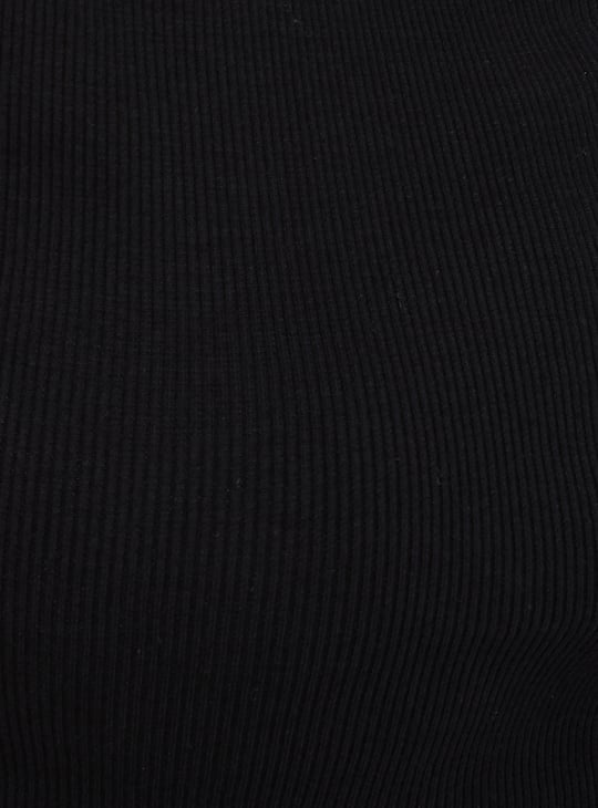 Women Ribbed Johnny Collar Crop Top