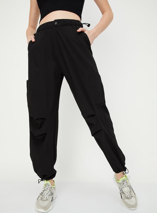 Women Solid Relaxed Fit Parachute Pants
