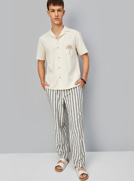 Men Striped Drawstring Waist Pants