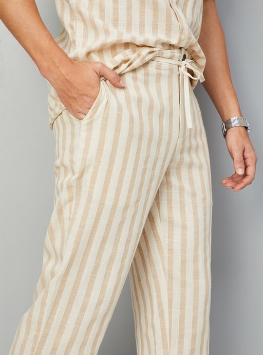 Men Striped Drawstring Waist Pants