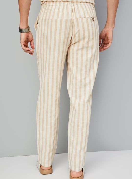 Men Striped Drawstring Waist Pants