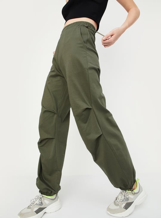 Women Relaxed Fit Solid Parachute Pants
