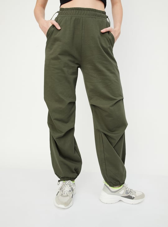 Women Relaxed Fit Solid Parachute Pants
