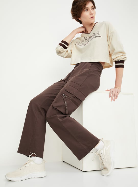 Women Solid Cargo Track Pants