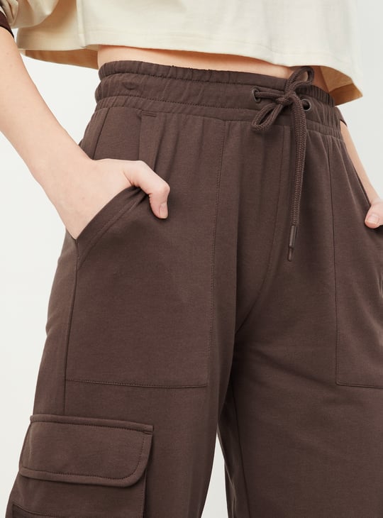 Women Solid Cargo Track Pants