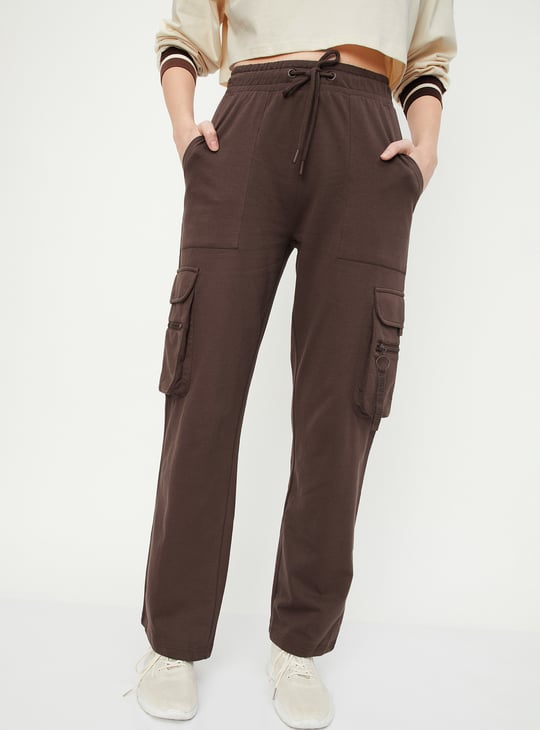 Women Solid Cargo Track Pants