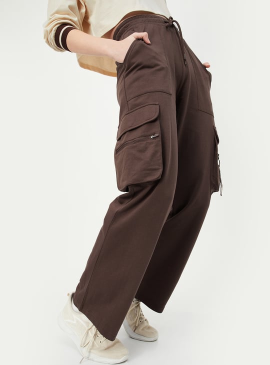 Women Solid Cargo Track Pants