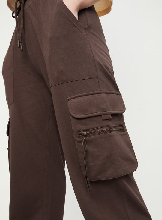 Women Solid Cargo Track Pants