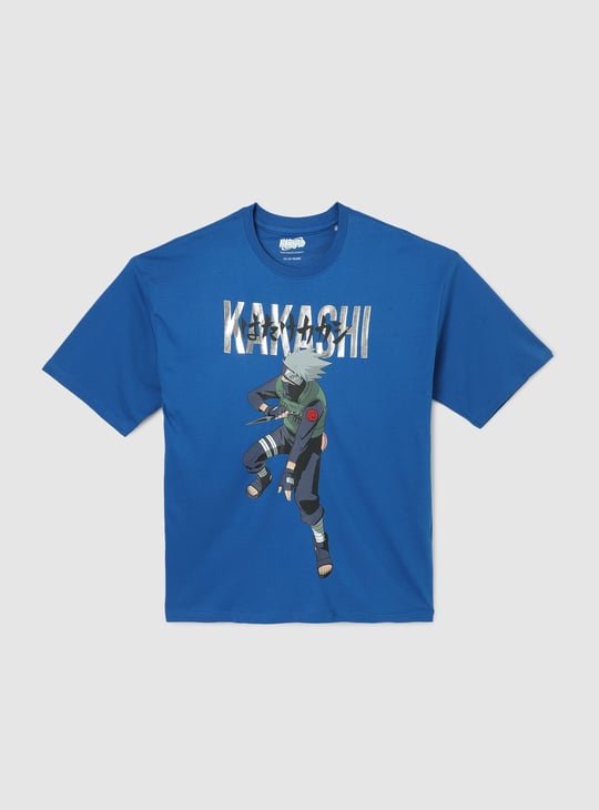 Buy Boys Oversized Metallic Kakashi Printed T-shirt Online