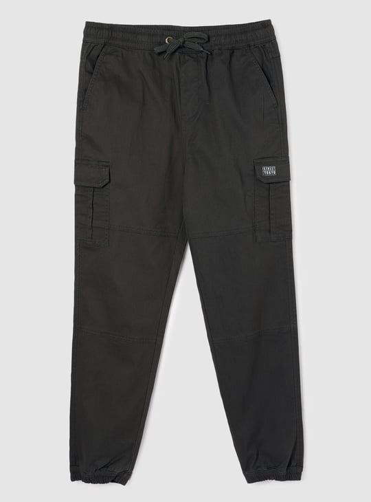 Boys Solid Cargo Joggers