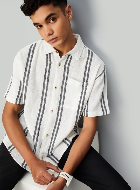 Boys Oversized Striped Shirt