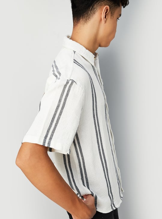 Boys Oversized Striped Shirt