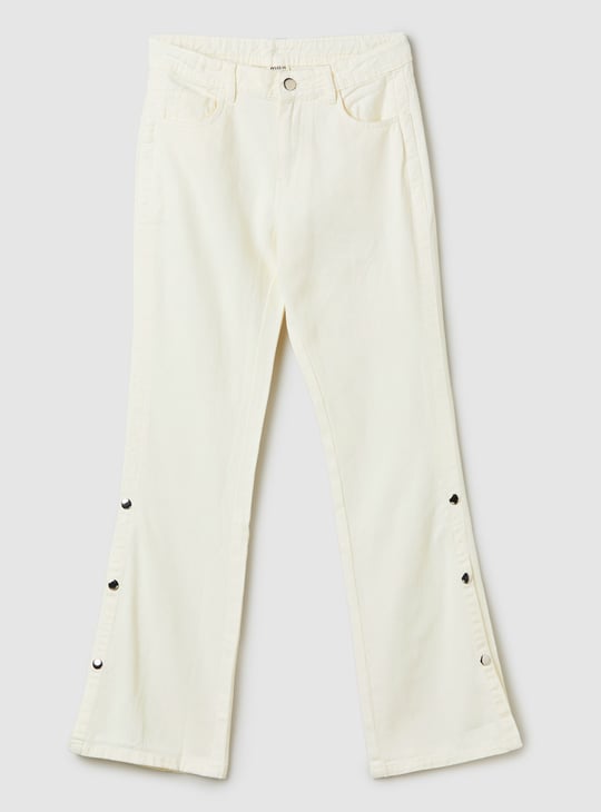 Girls Solid Flared Jeans