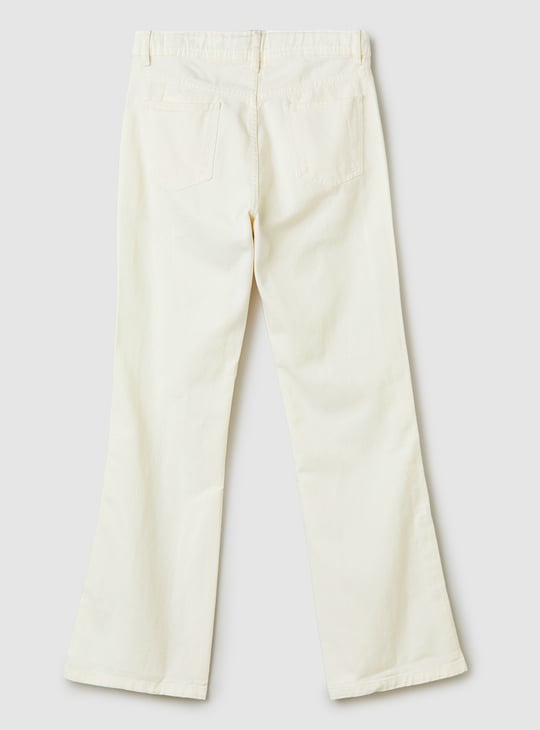 Girls Solid Flared Jeans