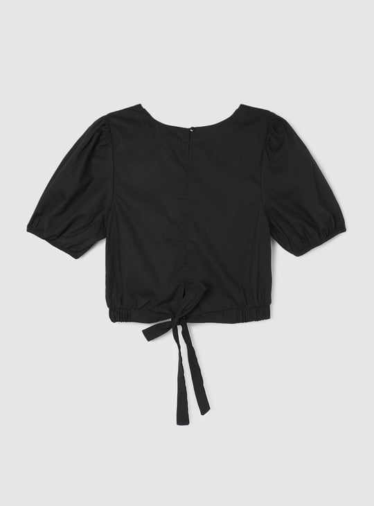 Girls Solid Crop Top