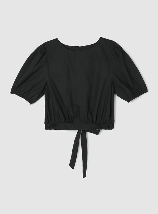 Girls Solid Crop Top