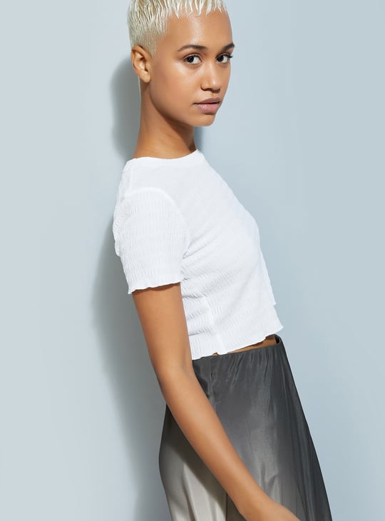 URB_N Women Textured Crop Top