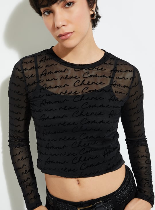 Kith Women Mesh Cami URB_N Women Printed Mesh Top with Camisole