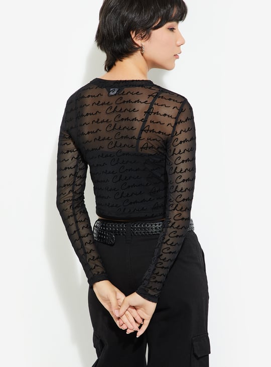 URB_N Women Printed Mesh Top with Camisole