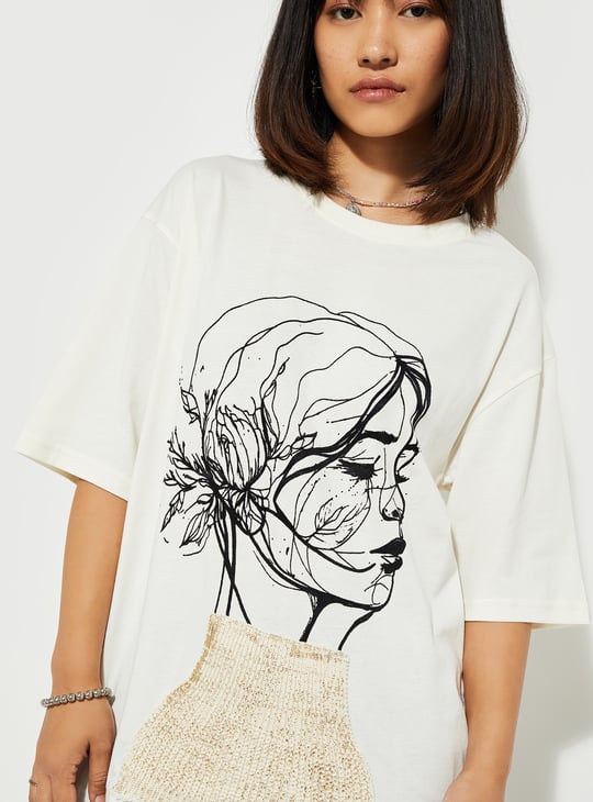 ALAYA F x URB_N Women Oversized Appliqued T-shirt