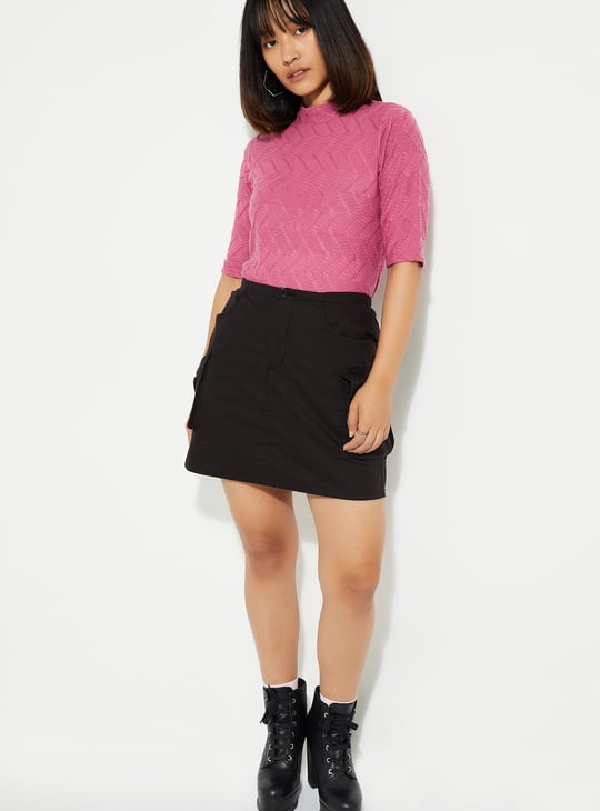 ALAYA F x URB_N Women Textured High Neck Top