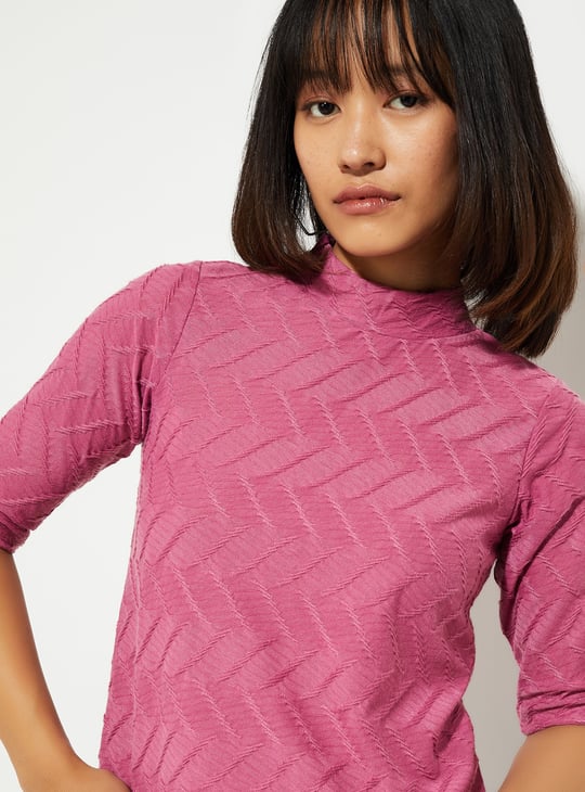 ALAYA F x URB_N Women Textured High Neck Top