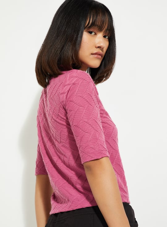 ALAYA F x URB_N Women Textured High Neck Top