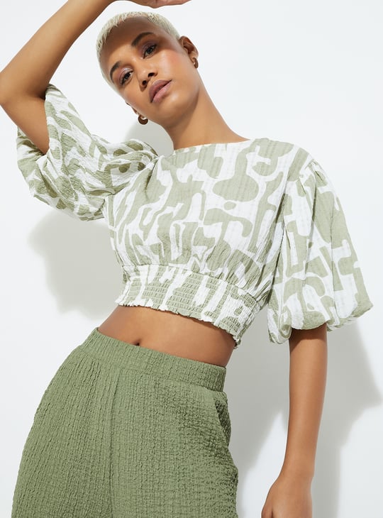URB_N Women Printed Crop Top